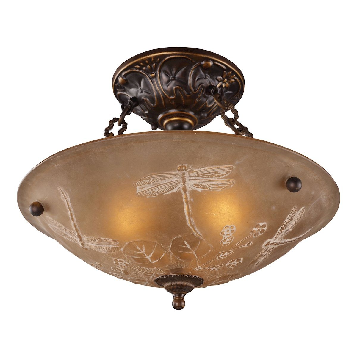 Restoration Flushes 3 Light Semi Flush In Antique Golden Bronze Semi Flushmount Elk Lighting 