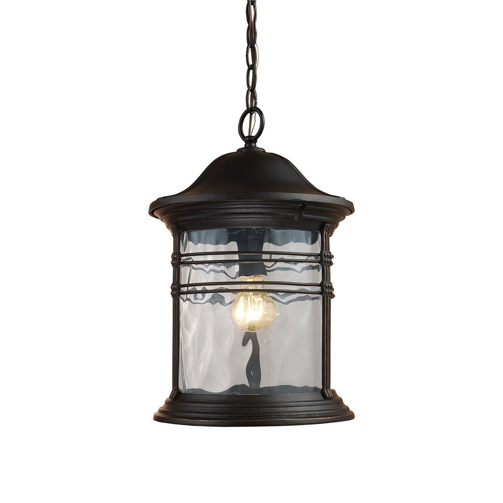 Madison 1 Light Outdoor Pendant In Matte Black Outdoor Elk Lighting 