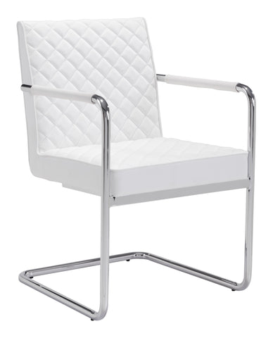 Quilt Dining Chair White Set of 2 Furniture Zuo 