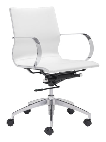Glider Low Back Office Chair White Furniture Zuo 