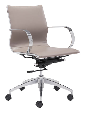 Glider Low Back Office Chair Taupe Furniture Zuo 