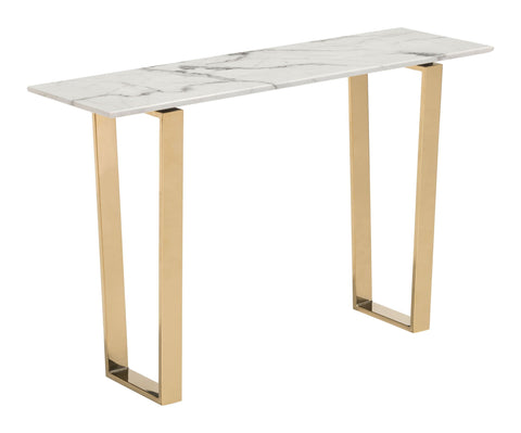 Atlas Console Table Stone & Gold Furniture Zuo 