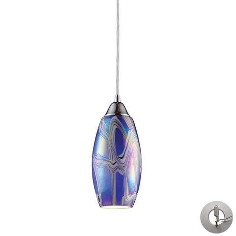 Iridescence Pendant In Satin Nickel And Storm Blue Glass - Includes Recessed Lighting Kit Ceiling Elk Lighting 