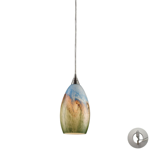 Geologic Pendant In Satin Nickel And Multicolor Glass - Includes Recessed Lighting Kit Ceiling Elk Lighting 