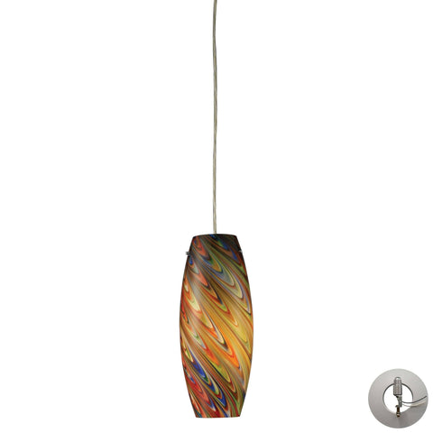Vortex Pendant In Satin Nickel And Rainbow Glass - Includes Recessed Lighting Kit Ceiling Elk Lighting 