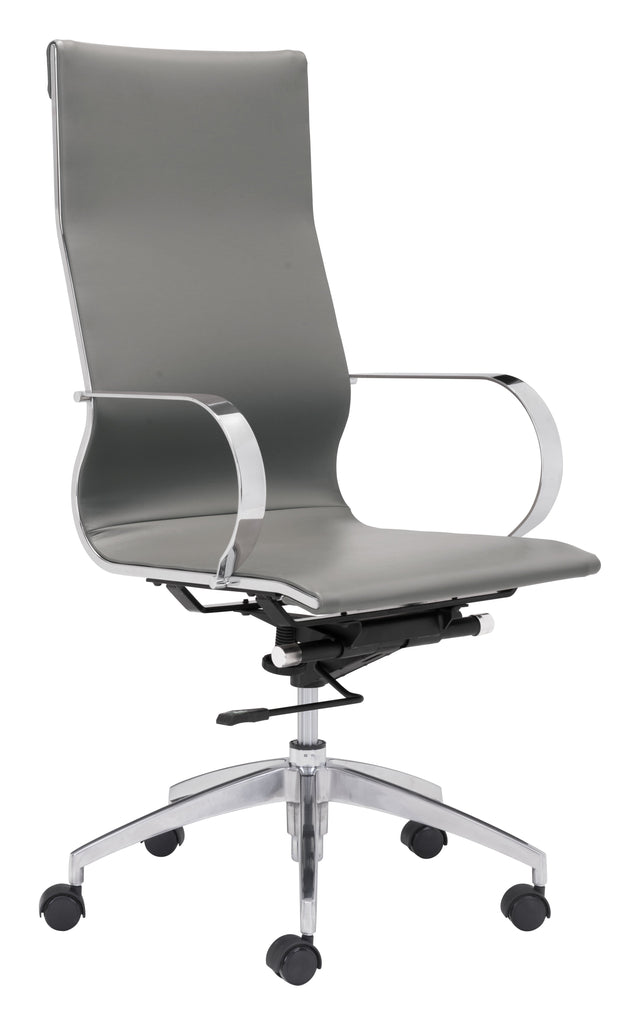 Glider High Back Office Chair Gray Furniture Zuo 