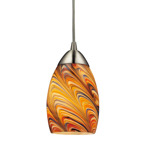 Mini Vortex Pendant In Satin Nickel And Rainbow Glass Ceiling Elk Lighting 