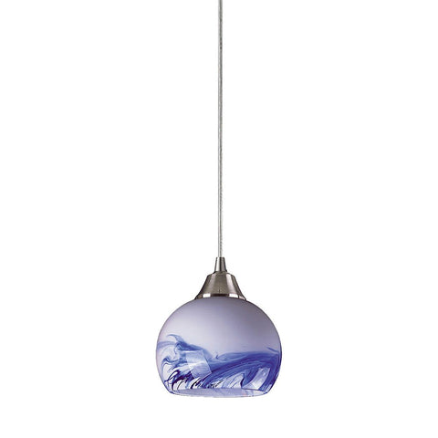 Mela LED Pendant In Satin Nickel And Mountain Glass Ceiling Elk Lighting 