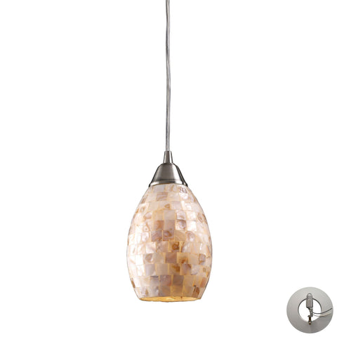 Capri Pendant In Satin Nickel And Capiz Shell - Includes Recessed Lighting Kit Ceiling Elk Lighting 