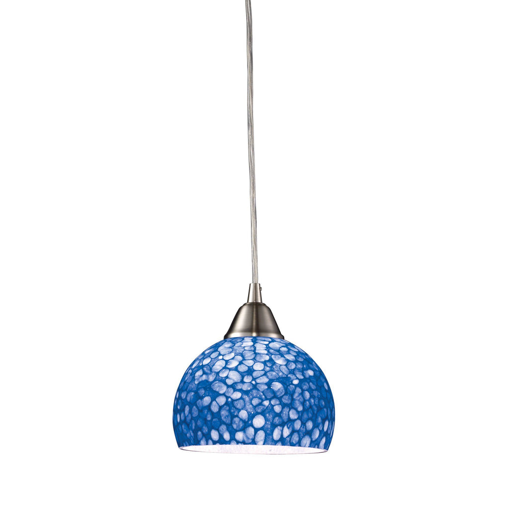 Cira Pendant In Satin Nickel With Pebbled Blue Glass Ceiling Elk Lighting 