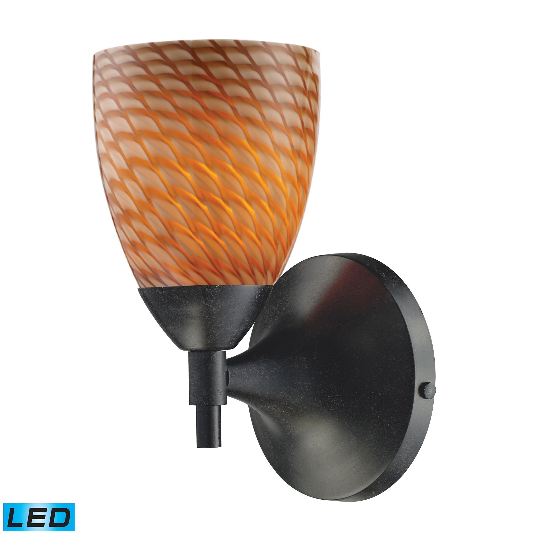 Celina 1 Light LED Sconce In Dark Rust And Cocoa Glass Wall Sconce Elk Lighting 
