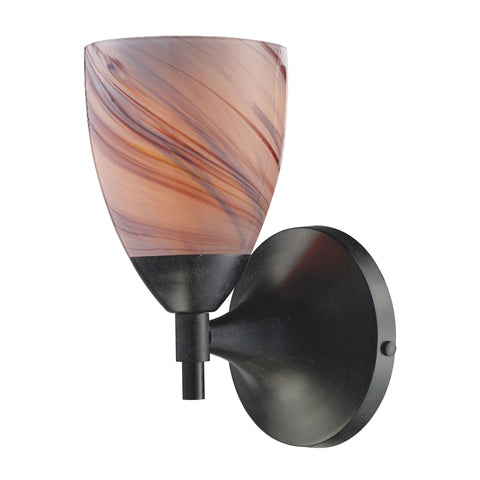 Celina 1 Light Sconce In Dark Rust And Creme Glass Wall Sconce Elk Lighting 