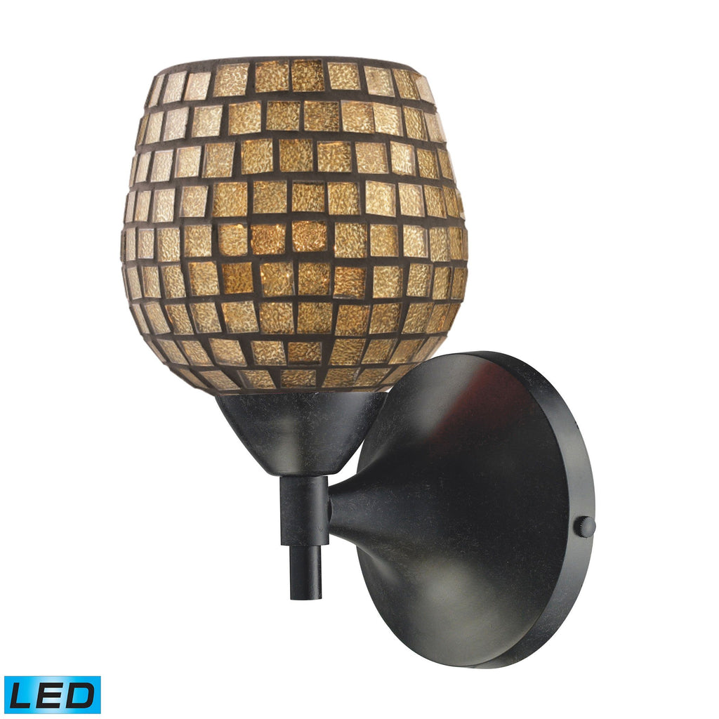 Celina 1 Light LED Sconce In Dark Rust And Gold Glass Wall Sconce Elk Lighting 