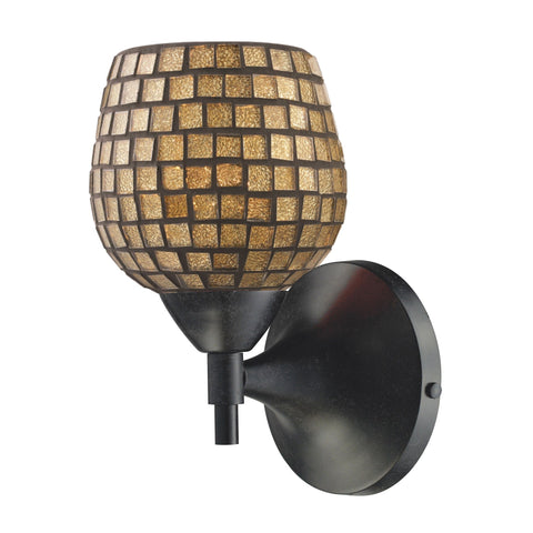 Celina 1 Light Sconce In Dark Rust And Gold Glass Wall Sconce Elk Lighting 