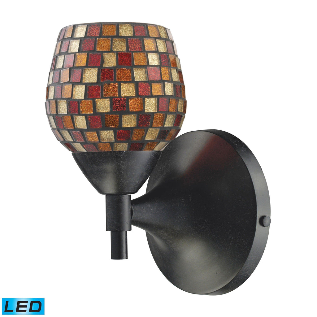 Celina 1 Light LED Sconce In Dark Rust And Multi Fusion Glass Wall Sconce Elk Lighting 