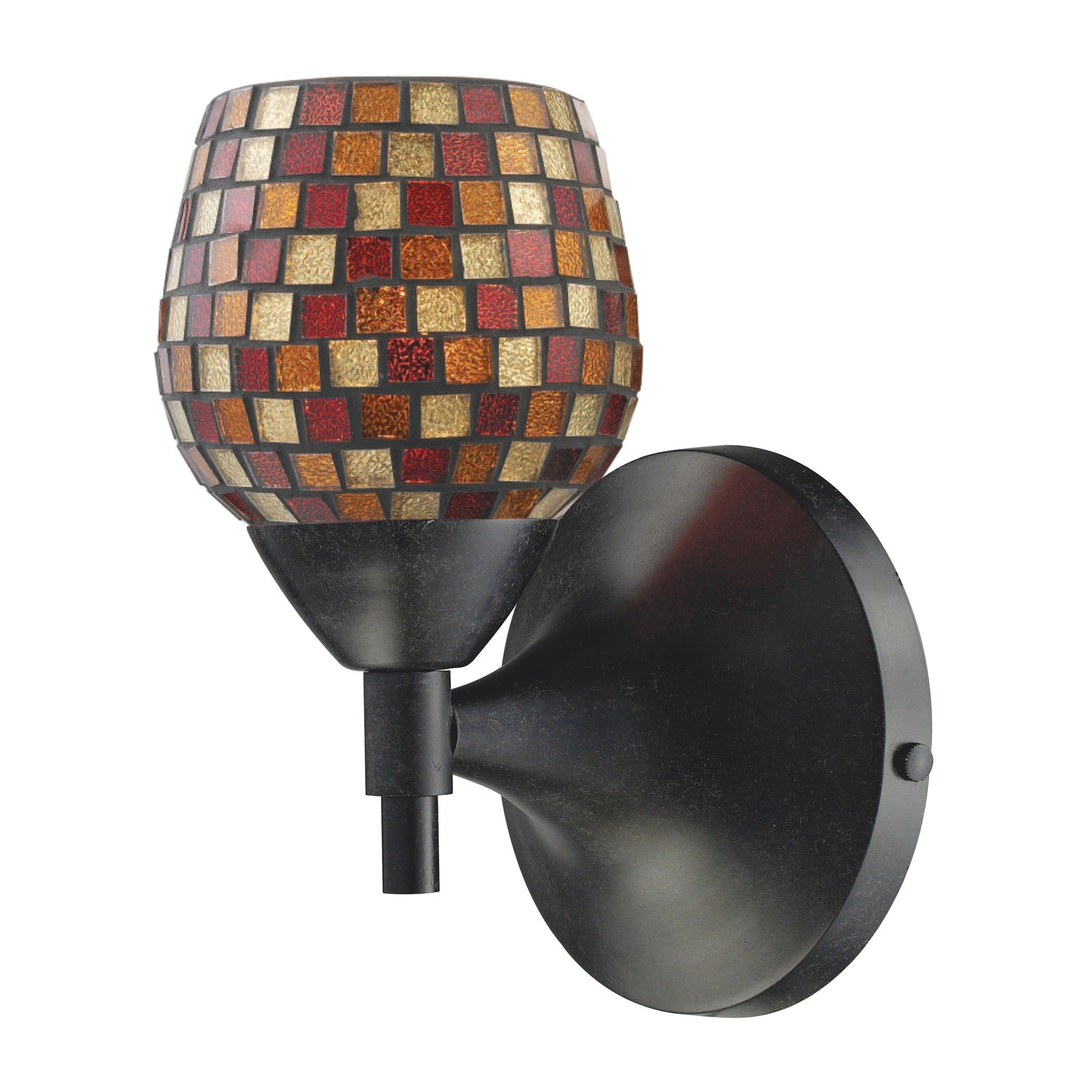Celina 1 Light Sconce In Dark Rust And Multi Fusion Glass Wall Sconce Elk Lighting 