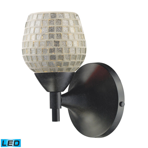 Celina 1 Light LED Sconce In Dark Rust And Silver Glass Wall Sconce Elk Lighting 