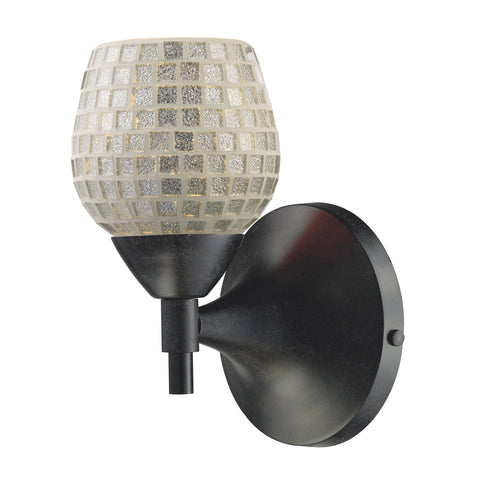 Celina 1 Light Sconce In Dark Rust And Silver Glass Wall Sconce Elk Lighting 
