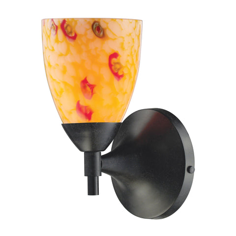 Celina 1 Light Sconce In Dark Rust And Yellow Glass Wall Sconce Elk Lighting 