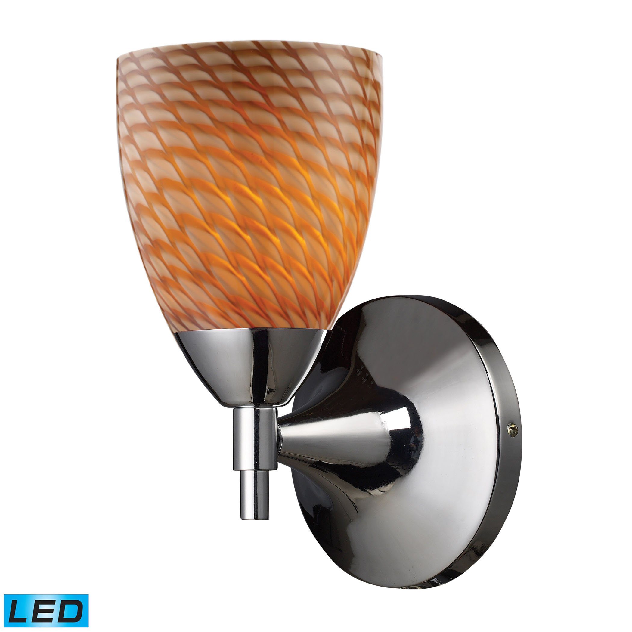 Celina 1 Light LED Sconce In Polished Chrome And Cocoa Glass Wall Sconce Elk Lighting 