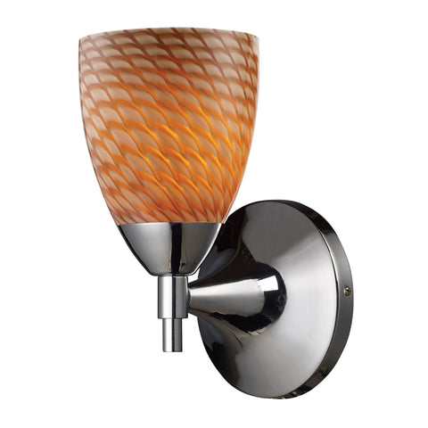 Celina 1 Light Sconce In Polished Chrome And Cocoa Glass Wall Sconce Elk Lighting 