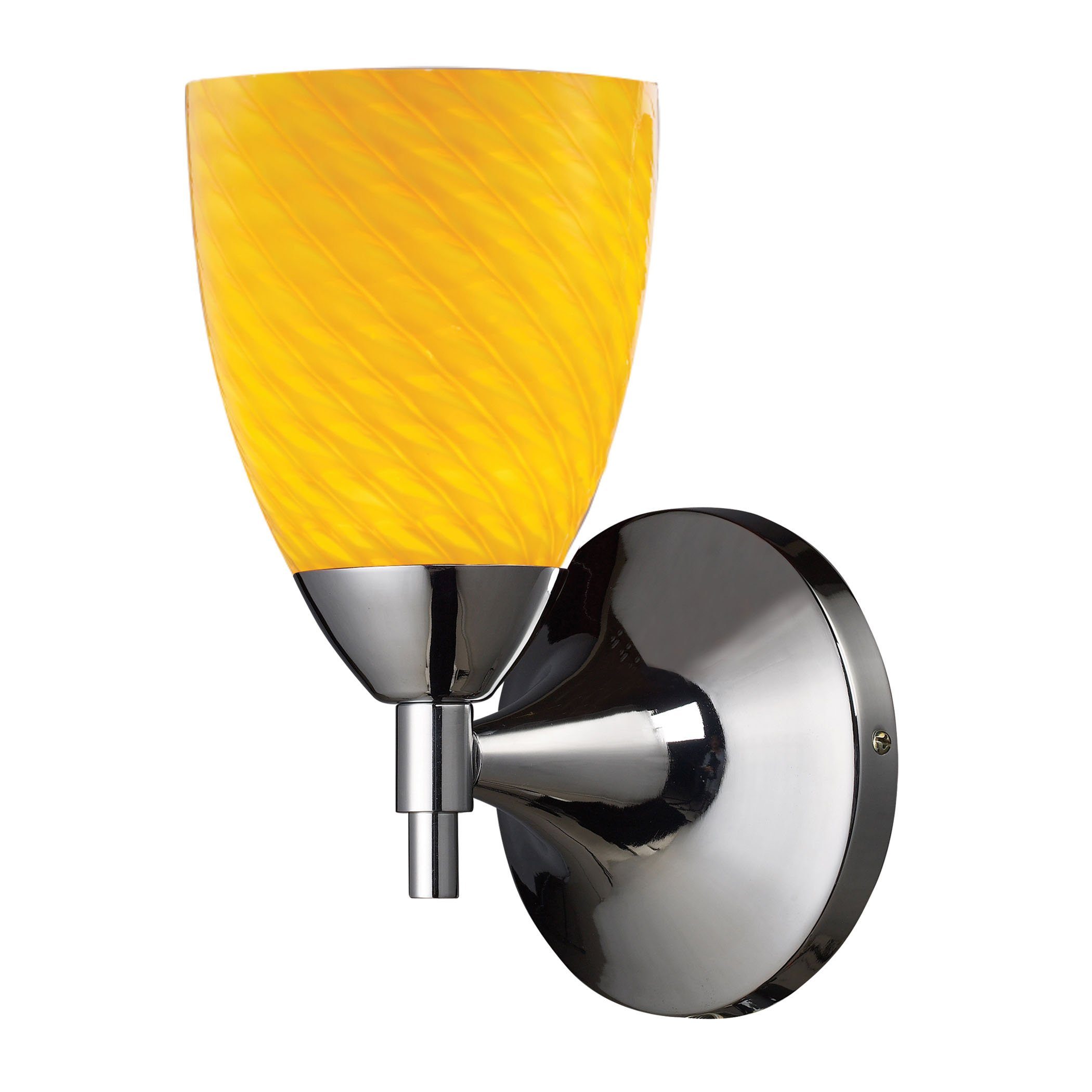 Celina 1 Light Sconce In Polished Chrome And Canary Glass Wall Sconce Elk Lighting 