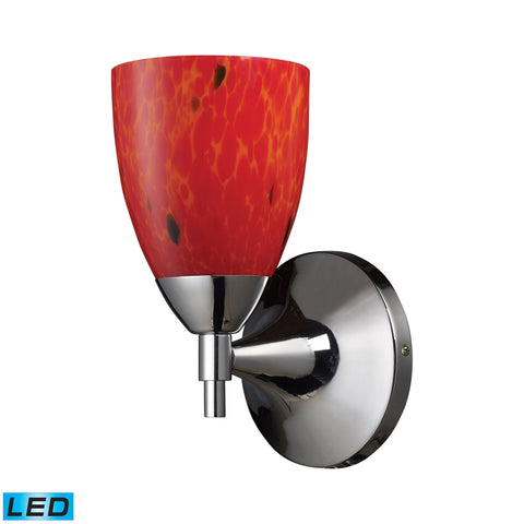 Celina 1 Light LED Sconce In Polished Chrome And Fire Red Wall Sconce Elk Lighting 