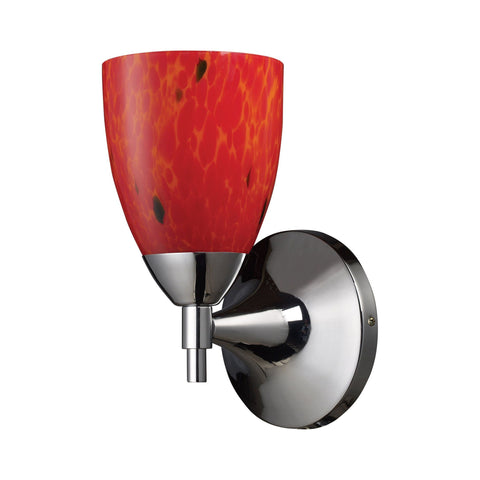Celina 1 Light Sconce In Polished Chrome And Fire Red Wall Sconce Elk Lighting 
