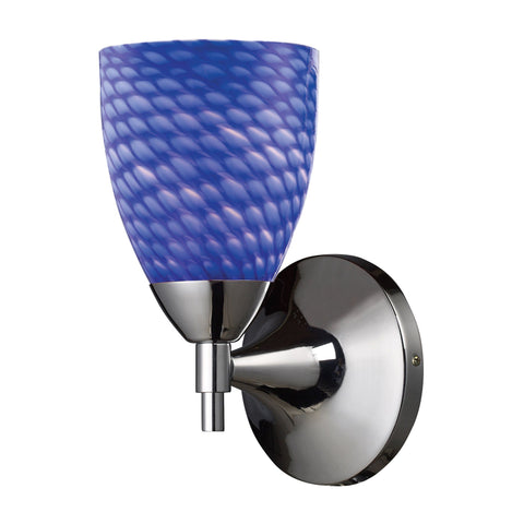 Celina 1 Light Sconce In Polished Chrome And Sapphire Glass Wall Sconce Elk Lighting 