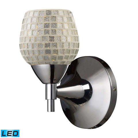 Celina 1 Light LED Sconce In Polished Chrome And Silver Glass Wall Sconce Elk Lighting 