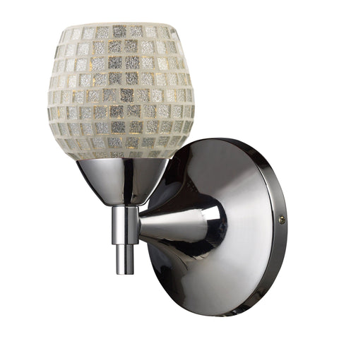 Celina 1 Light Sconce In Polished Chrome And Silver Glass Wall Sconce Elk Lighting 