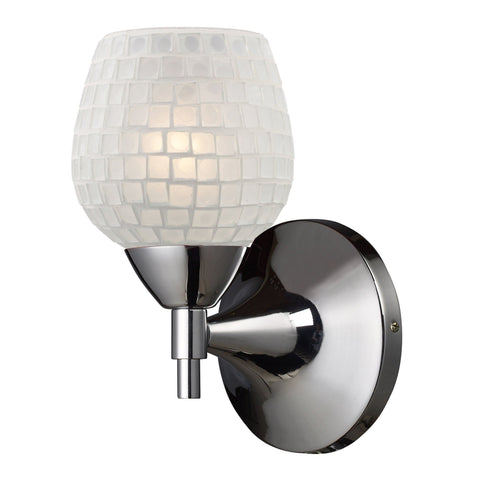 Celina 1 Light Sconce In Polished Chrome And White Wall Sconce Elk Lighting 