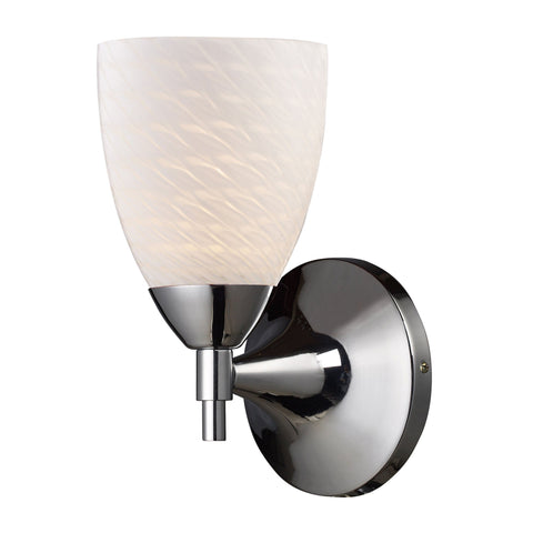 Celina 1 Light Sconce In Polished Chrome And White Swirl Glass Wall Sconce Elk Lighting 