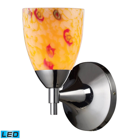 Celina 1 Light LED Sconce In Polished Chrome And Yellow Glass Wall Sconce Elk Lighting 