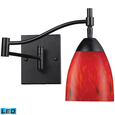 Celina 1 Light LED Swingarm Sconce In Dark Rust And Fire Red