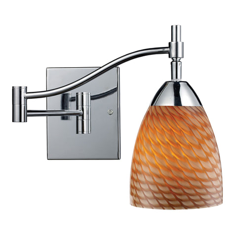 Celina 1 Light Swingarm Sconce In Polished Chrome And Cocoa Glass Wall Elk Lighting 