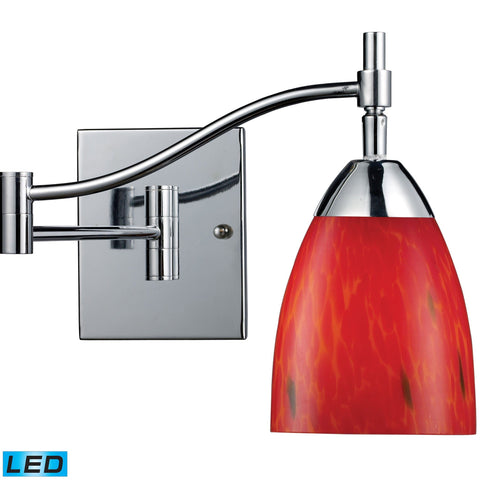 Celina 1 Light LED Swingarm Sconce In Polished Chrome And Fire Red Wall Elk Lighting 