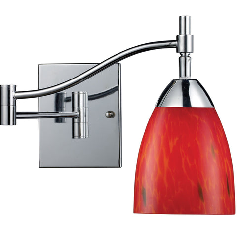 Celina 1 Light Swingarm Sconce In Polished Chrome And Fire Red Wall Elk Lighting 