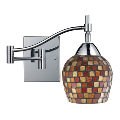 Celina 1 Light Swingarm Sconce In Polished Chrome And Multi Fusion Glass Wall Elk Lighting 