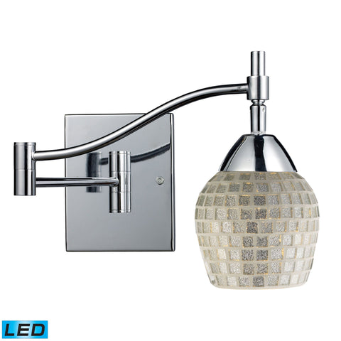 Celina 1 Light LED Swingarm Sconce In Polished Chrome And Silver Glass Wall Elk Lighting 