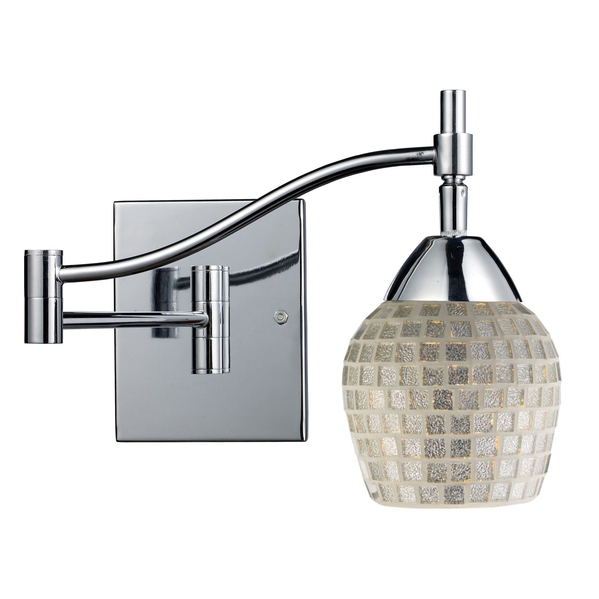 Celina 1 Light Swingarm Sconce In Polished Chrome And Silver Glass Wall Elk Lighting 