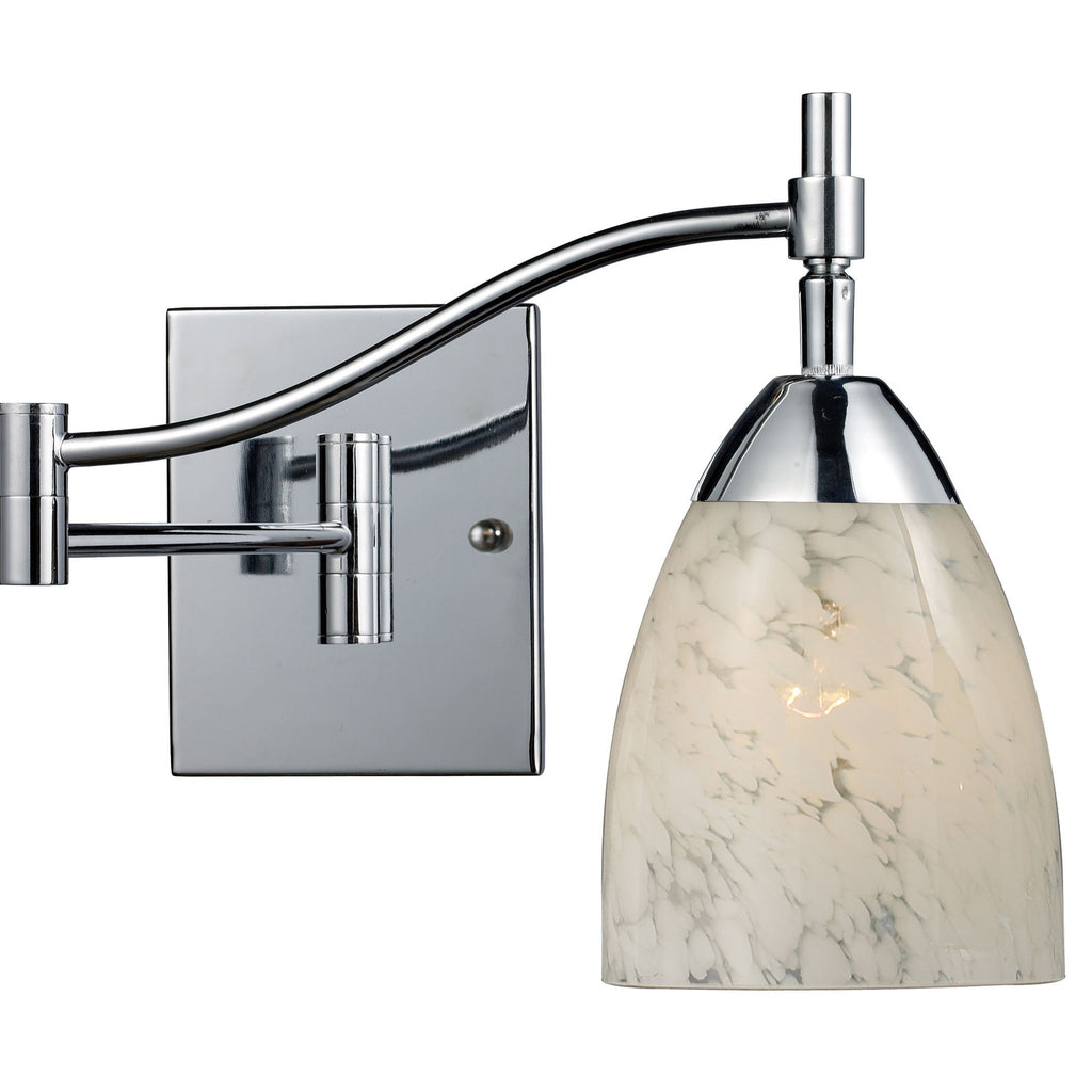 Celina 1 Light Swingarm Wall Sconce In Polished Chrome And Snow White Wall Elk Lighting 