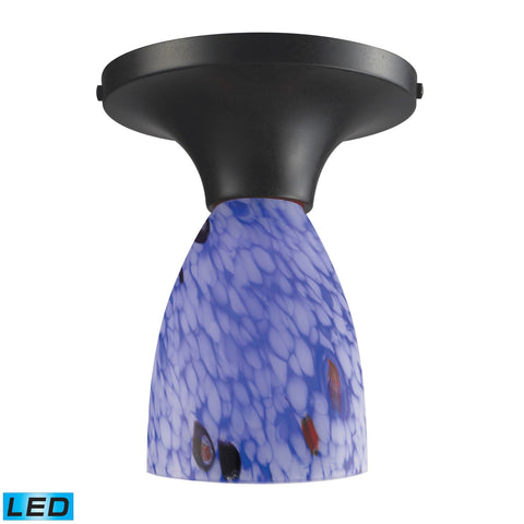 Celina 1 Light LED Semi Flush In Dark Rust And Starburst Blue Glass Semi Flushmount Elk Lighting 