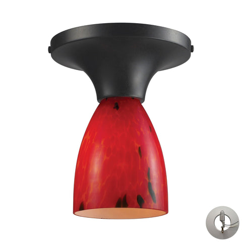 Celina 1 Light Semi Flush In Dark Rust And Fire Red - Includes Recessed Lighting Kit Semi Flushmount Elk Lighting 