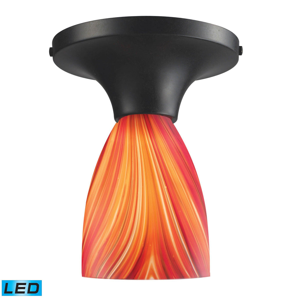 Celina 1-Light Semi-Flush in Dark Rust and Multi Glass - LED Offering Up To 800 Lumens (60 Watt Equi Ceiling Elk Lighting 