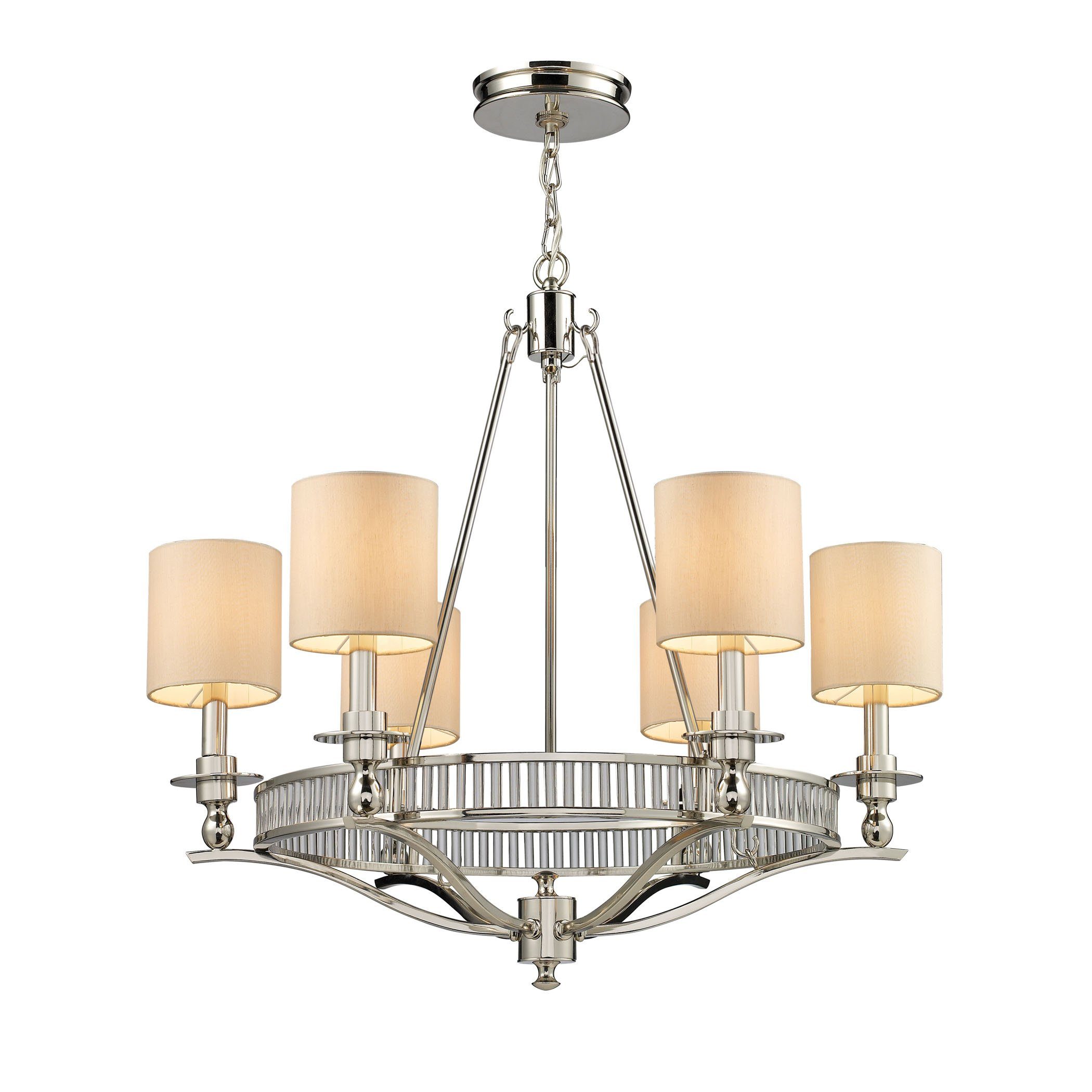 Easton 6 Light Chandelier In Polished Nickel Ceiling Elk Lighting 