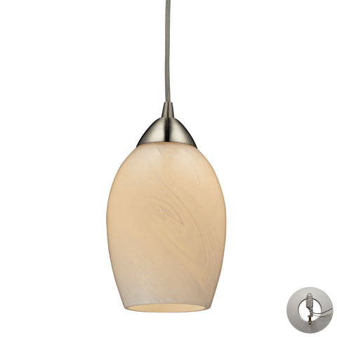Favela Pendant In Satin Nickel And Cocoa Glass - Includes Recessed Lighting Kit Ceiling Elk Lighting 