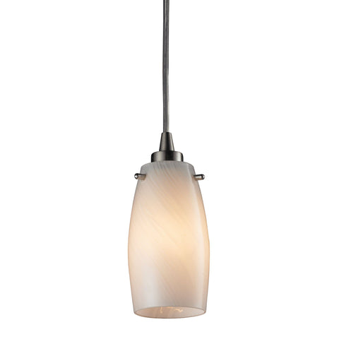 Favelita LED Pendant In Satin Nickel And Cocoa Glass Ceiling Elk Lighting 
