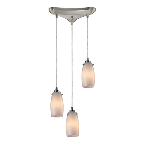Favelita 3 Light Pendant In Satin Nickel And Cocoa Glass Ceiling Elk Lighting 