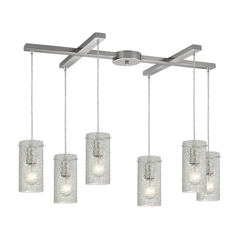 Ice Fragments 6 Light Pendant In Satin Nickel And Clear Glass Ceiling Elk Lighting 